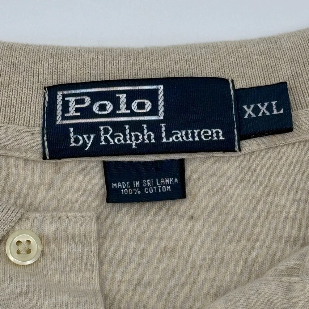 Polo Ralph Lauren Polo Shirt Mens XXL Long Sleeve‎ Beige Classic Fit Pony Logo